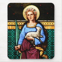 St Agnes of Rome, holding lamb and palm leaf Mouse Pad