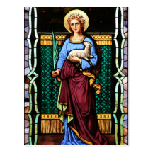 St Agnes of Rome, holding lamb and palm leaf Postcards