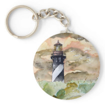 St Augustine Florida lighthouse painting Key Chain