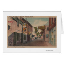 St. Augustine, Florida - View of St. George St. 2 Greeting Cards