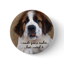 St Bernard Puppy Cookie Button