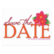 St Croix Pink Frangipani Save the Date Postcards
