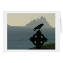 St Finians Bay Raven with Skelligs Greeting Card