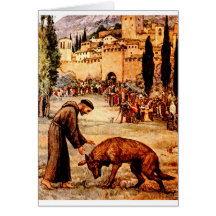 St Francis and the Wolf Greeting Cards