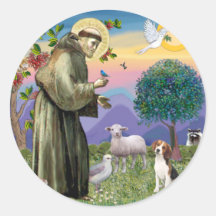 St Francis - Beagle 1 Round Stickers