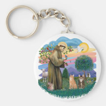 St Francis (ff) - Two Tabby cats Keychains