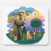 St Francis (ff) - Two Tabby cats Mousepad