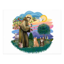 St Francis (ff) - Two Tabby cats Postcards