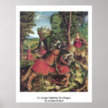 St. George Fighting The Dragon By Leonhard Beck Poster