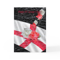 St. George's Day English Flag and roses white and Card