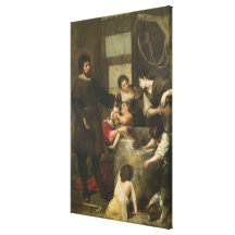 St. Isidore saves a child that had fallen in a wel Canvas Print