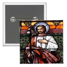 St. Joseph pray for us - stained glass window Button