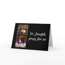 St. Joseph pray for us - stained glass window Cards