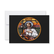 St. Joseph pray for us - stained glass window Custom Invitation