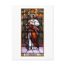 St. Joseph pray for us - stained glass window Postcard
