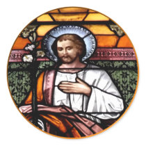 St. Joseph pray for us - stained glass window Round Sticker