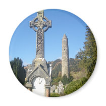 St Kevin's Cross and Round Tower Glendalough Magnets