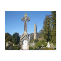 St Kevin's Cross and Round Tower Glendalough Postcard