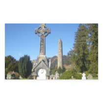 St Kevin's Cross and Round Tower Glendalough Rectangle Sticker