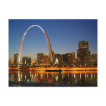 St Louis Arch Missouri on the Mississippi by Night Postcards