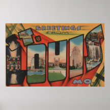 St. Louis, Missouri - Large Letter Scenes 3 Poster