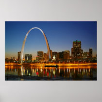 St. Louis Missouri on the Mississippi by Night Print
