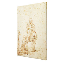 St. Martin and the Beggar (pen & ink on paper) canvas prints