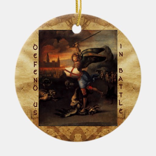 St Michael and the Dragon Prayer Christmas Ornament
