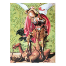 ST. MICHAEL ,DRAGON AND JUSTICE Prayer Card Post Card