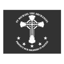 St Michael The Archangel - White Stencil Postcards