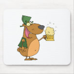 St Patrick bear drinking beer Mouse Pads