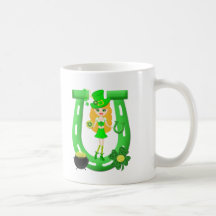 St Patrick’s Day Blonde Girl Leprechaun Mugs
