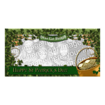 St Patricks - ADD YOUR PHOTO - Shamrock Frame Photo Cards