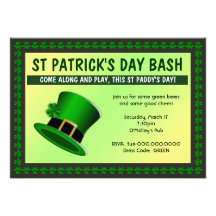St Patrick's Day Bash Hat Invitation