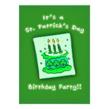 St Patricks Day Birthday Party Custom Invitations