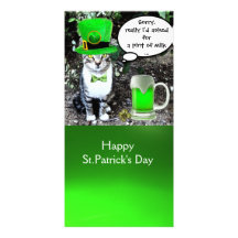 ST PATRICK'S DAY CAT AND GREEN IRISH BEER PHOTO CARD