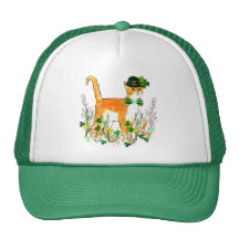 St. Patrick's Day Cat Mesh Hat