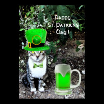 ST PATRICK'S  DAY CAT  WITH GREEN IRISH BEER posters