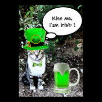 ST PATRICK'S  DAY CAT  WITH GREEN IRISH BEER posters