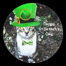 ST PATRICK'S  DAY CAT  WITH LEPRECHAUN HAT stickers