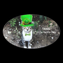 ST PATRICK'S  DAY CAT  WITH LEPRECHAUN HAT stickers