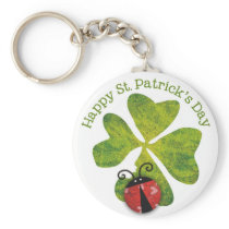 st. patrick's day clover & ladybugs keychain