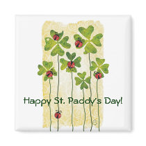 st. patrick's day clover & ladybugs refrigerator magnets
