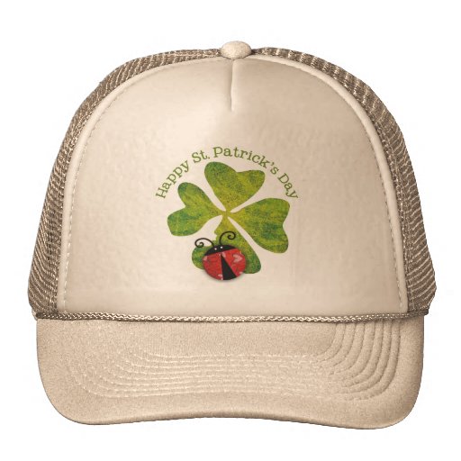 st. patrick's day clover & ladybugs trucker hats