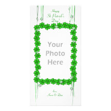 St. Patrick's Day Clover Stars Customized Photo Card