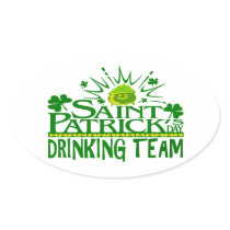 St Patricks Day Drinking Team. Irish Celebrations. Oval Stickers