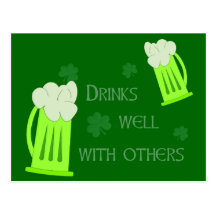 St Patricks Day Drinks Well Postcard