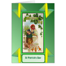 St Patrick's day, Feeding the chickens Card