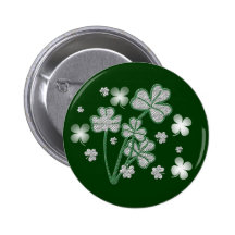 St Patricks day four leaf clover buttons & badges