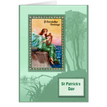 St Patrick's day, Harpist by the sea Greeting Cards